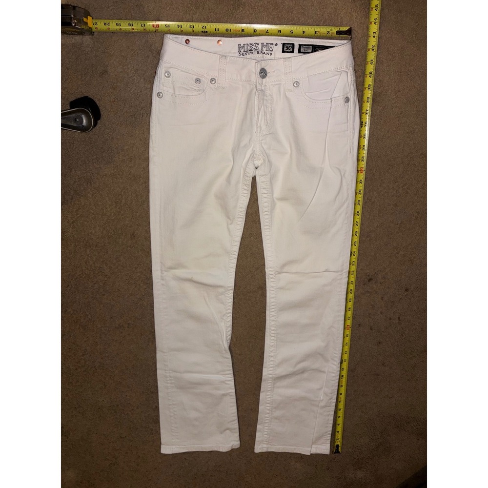 Miss Me White Bootcut Jeans JD1001B17 Low Rise Flap Pocket Size 30 T50-48